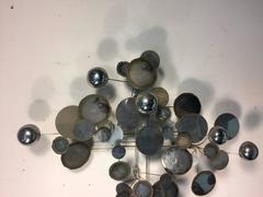 Refreshing Curtis Jere "Raindrops" Steel and Chrome Wall Sculpture