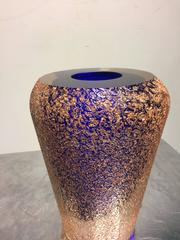 Stunning Scavo Murano Glass Vase with Polished Cobalt Blue Interior