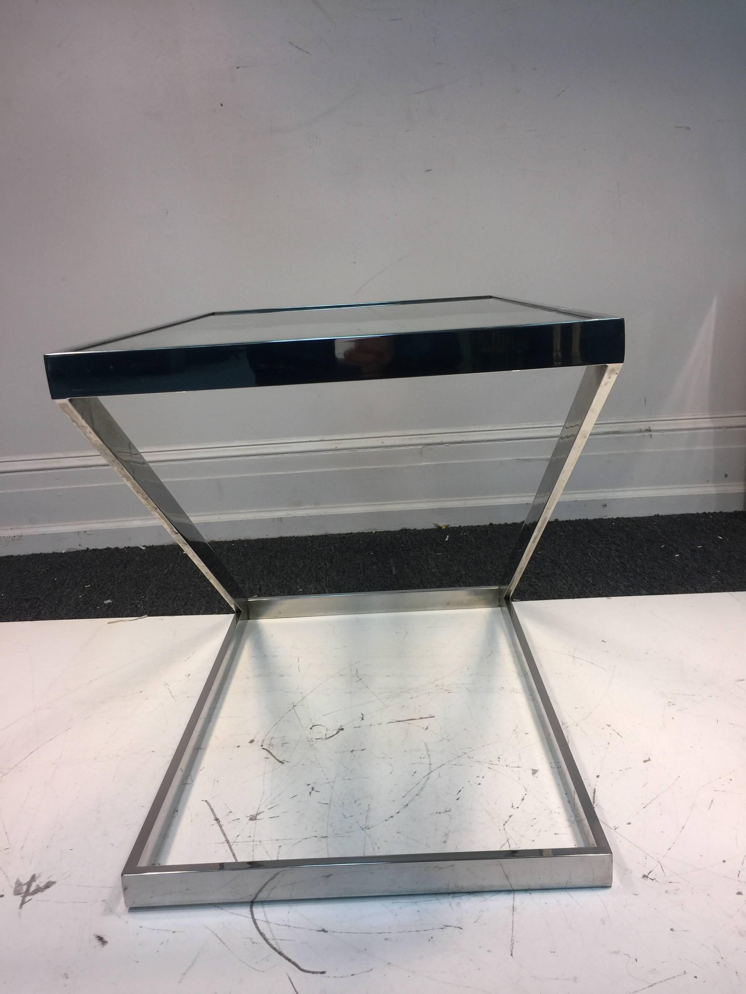 Magnificent Milo Baughman Z-Form Chrome Accent Table or Coffee Table In Good Condition For Sale In Mount Penn, PA