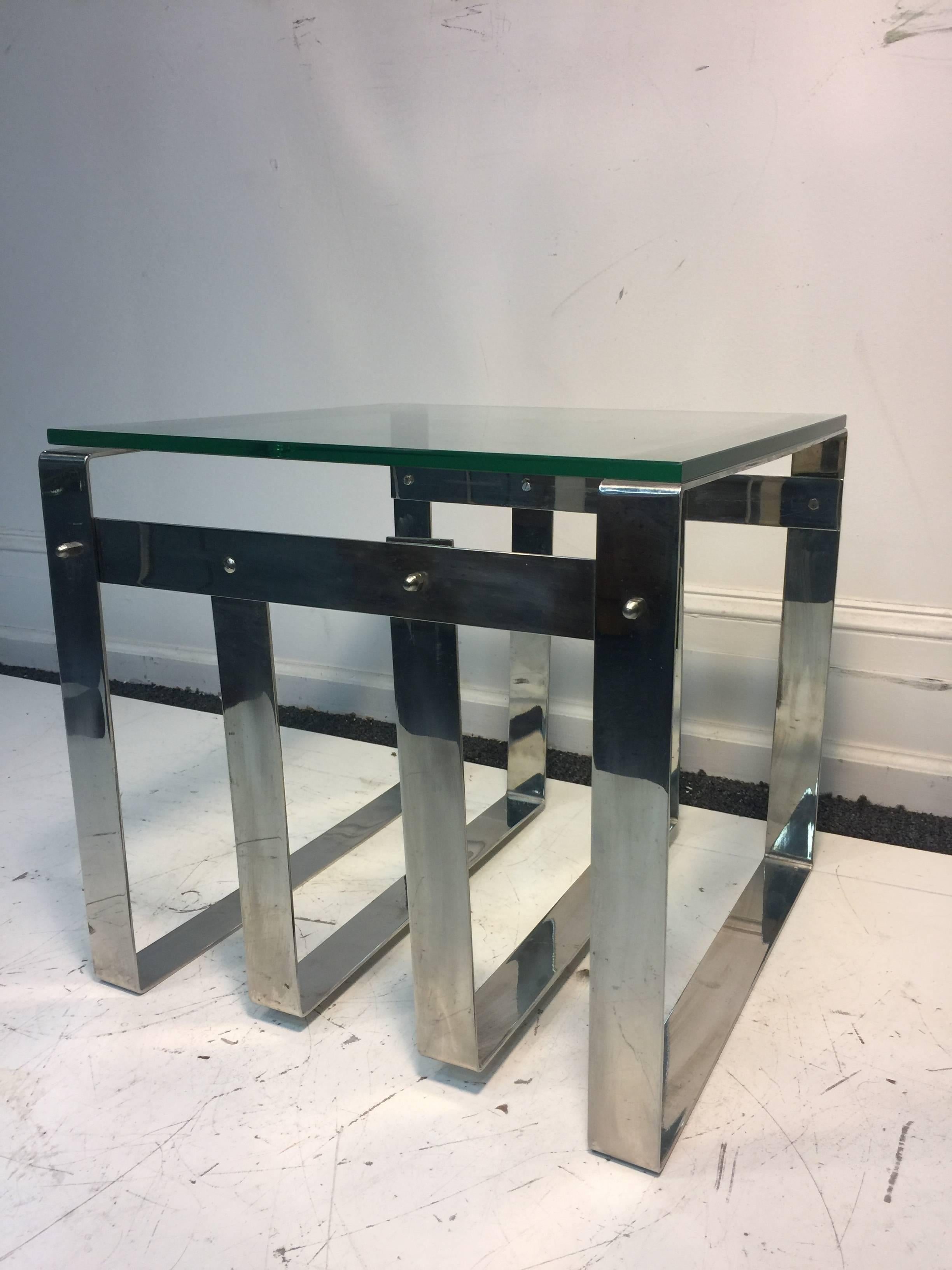 American Striking Italian Chrome Centre Table in the Style of Milo Baughman For Sale