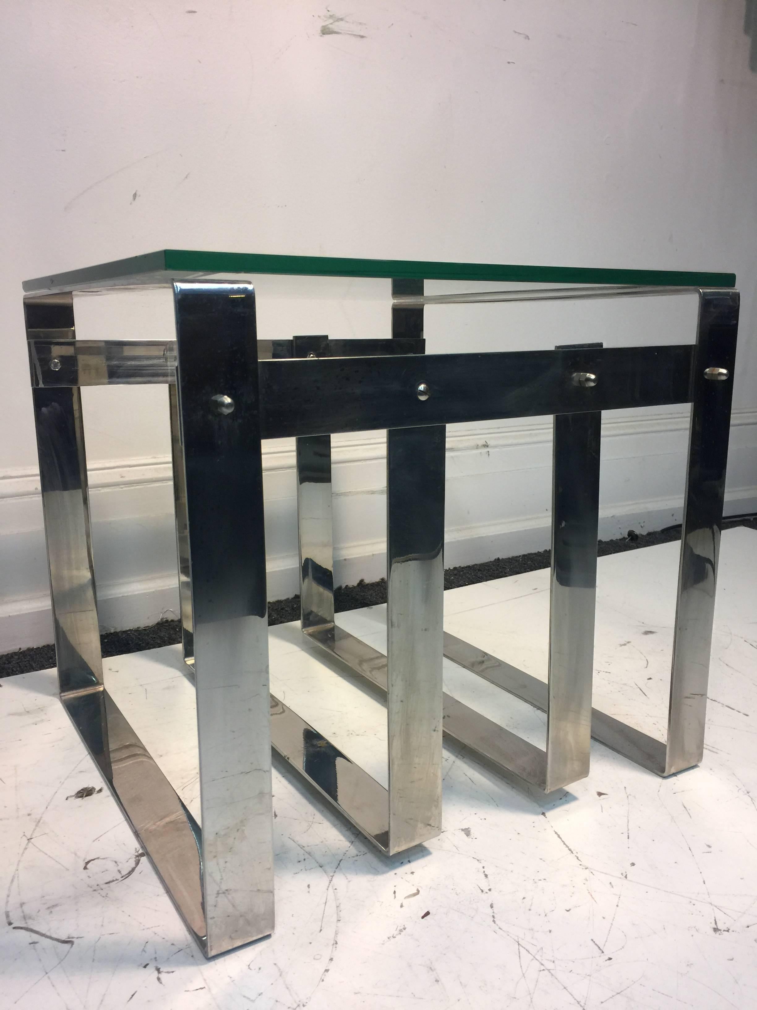 Modern Striking Italian Chrome Centre Table in the Style of Milo Baughman For Sale