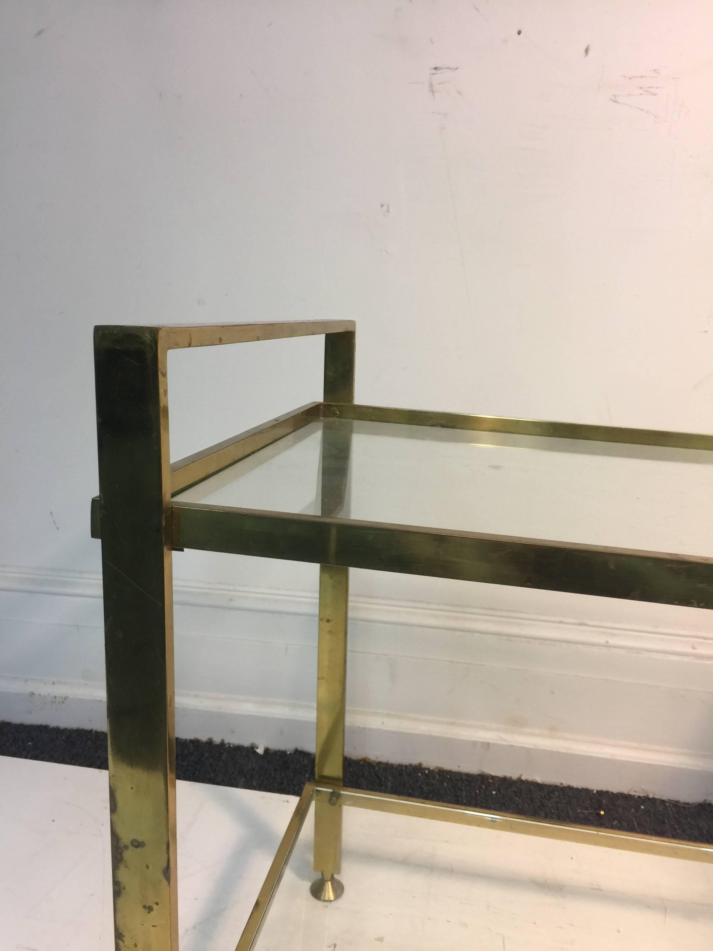 Elegant Two-Tier Italian Brass Bar Cart In Good Condition For Sale In Mount Penn, PA