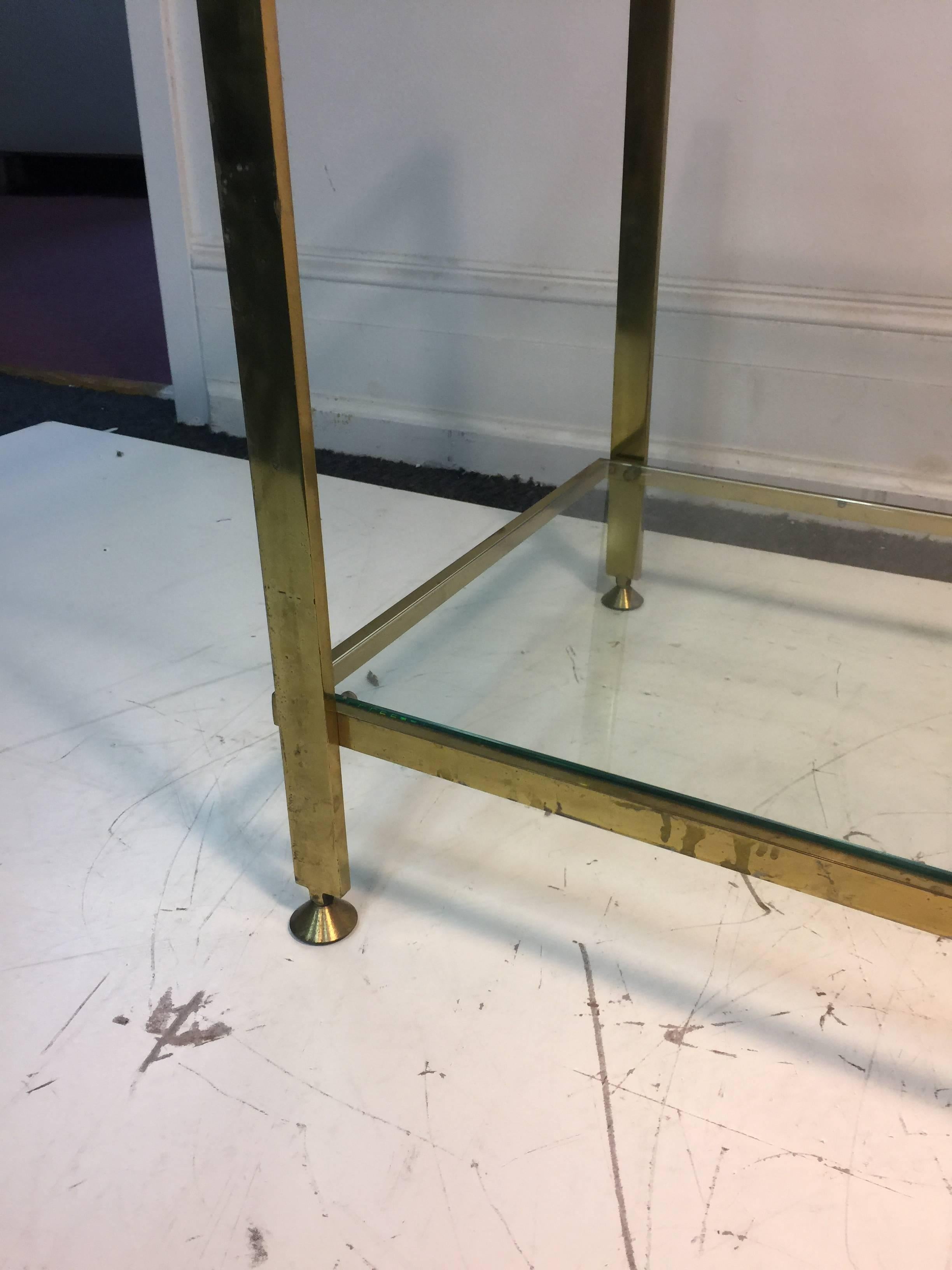 Elegant Two-Tier Italian Brass Bar Cart For Sale 2