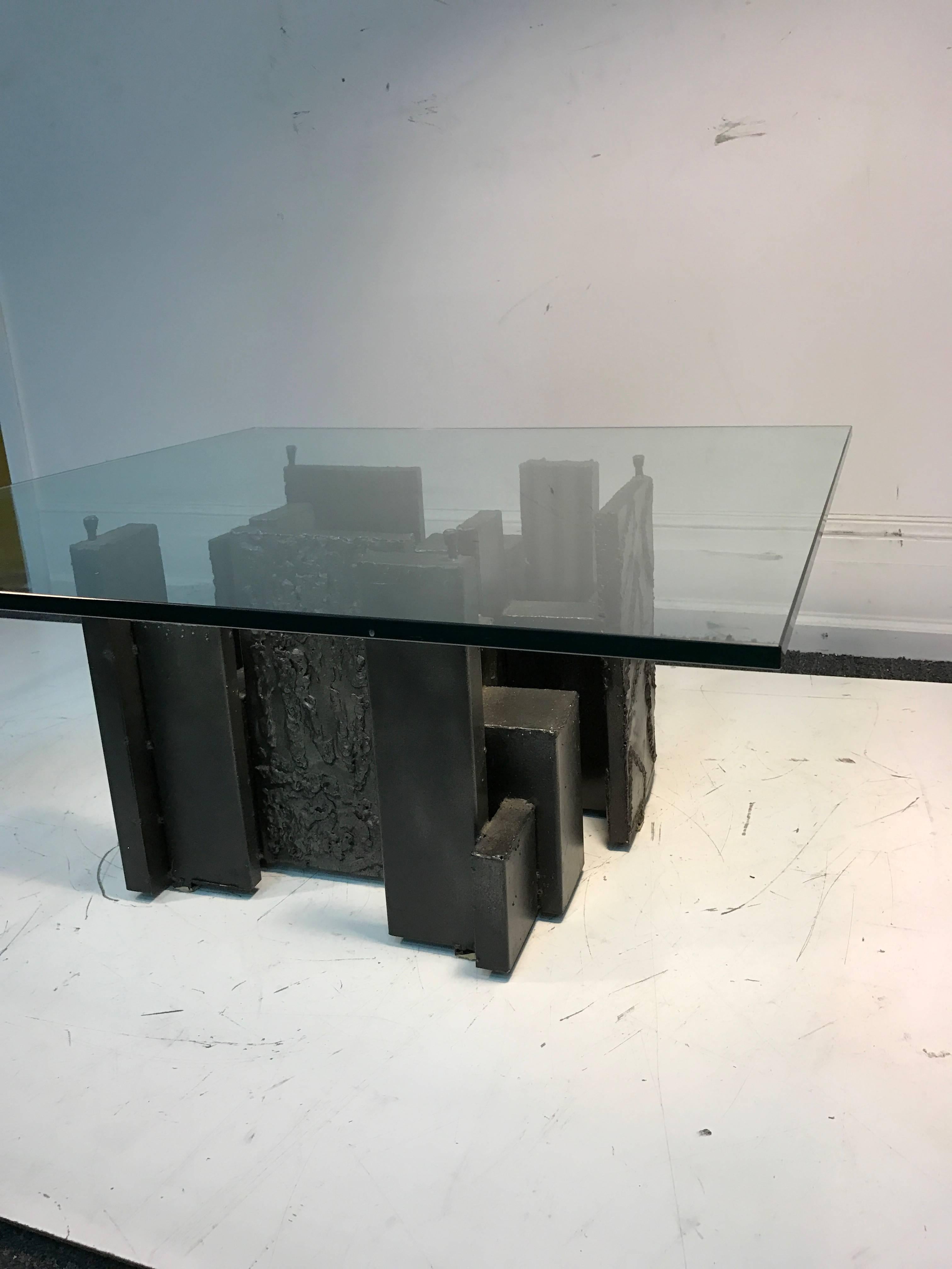 American Incredible Sculpted Paul Evans Coffee Table with Brutalist Bronze Finish For Sale