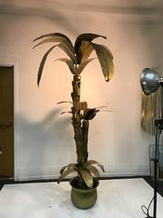 Giant Sculptural Brass Palm Tree Attributed to Maison Jansen