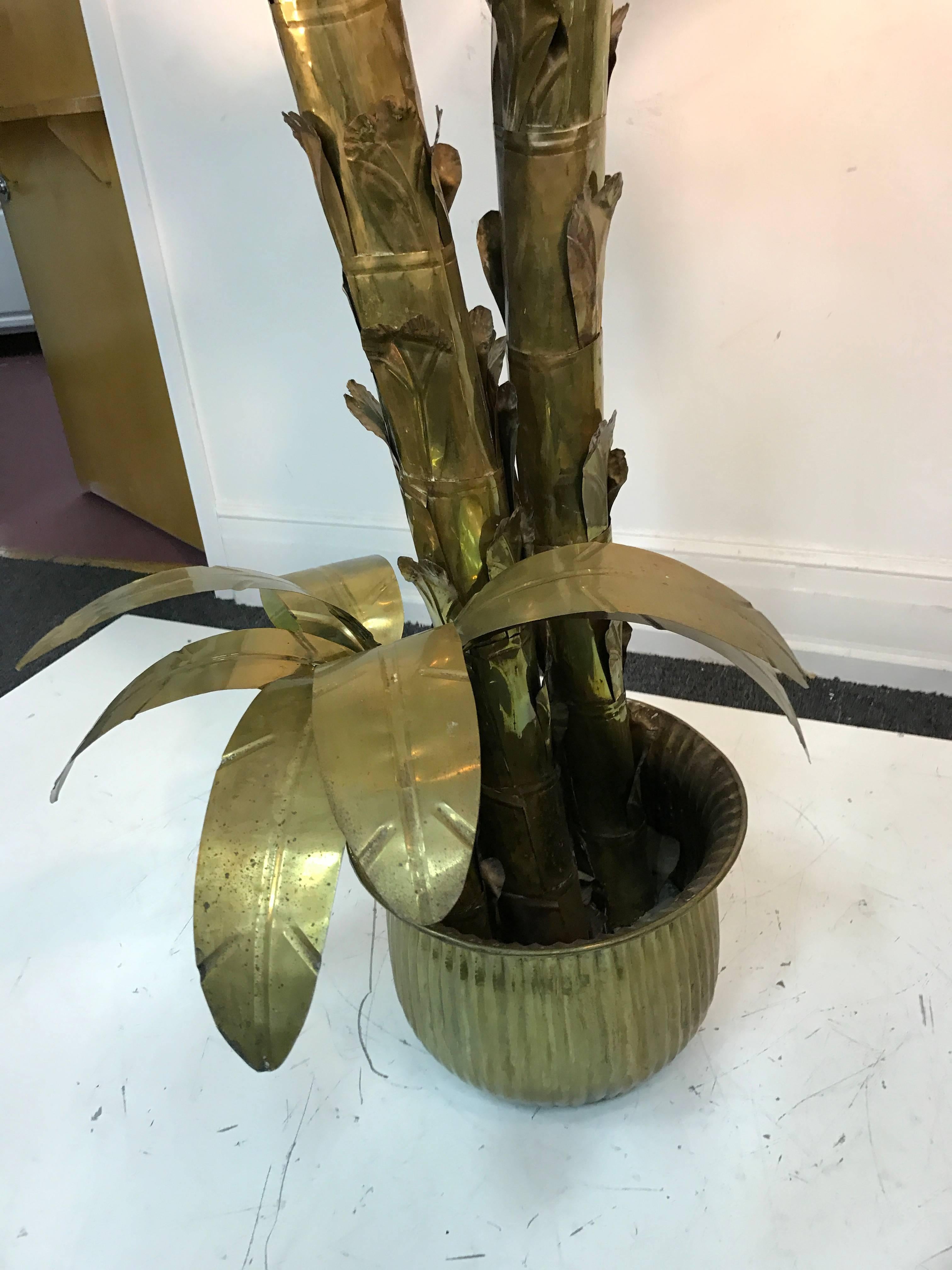 Giant Sculptural Brass Palm Tree Attributed to Maison Jansen For Sale 1