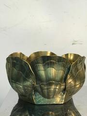 Stunning Sculptural Patinated Brass Shell Planter or Jardiniere