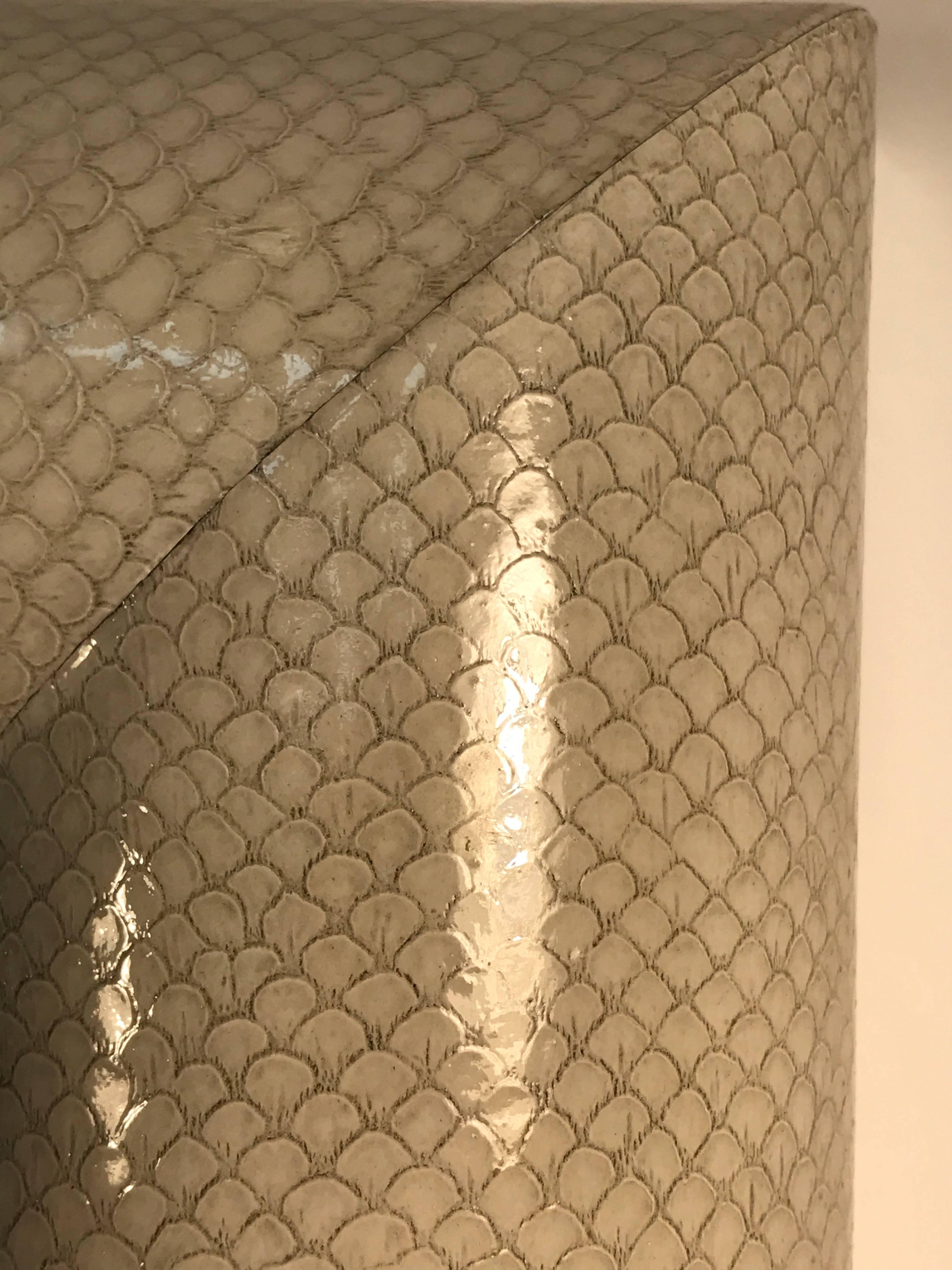 Monumental Faux Snakeskin Wall Mirror in the Manner of Karl Springer For Sale 2