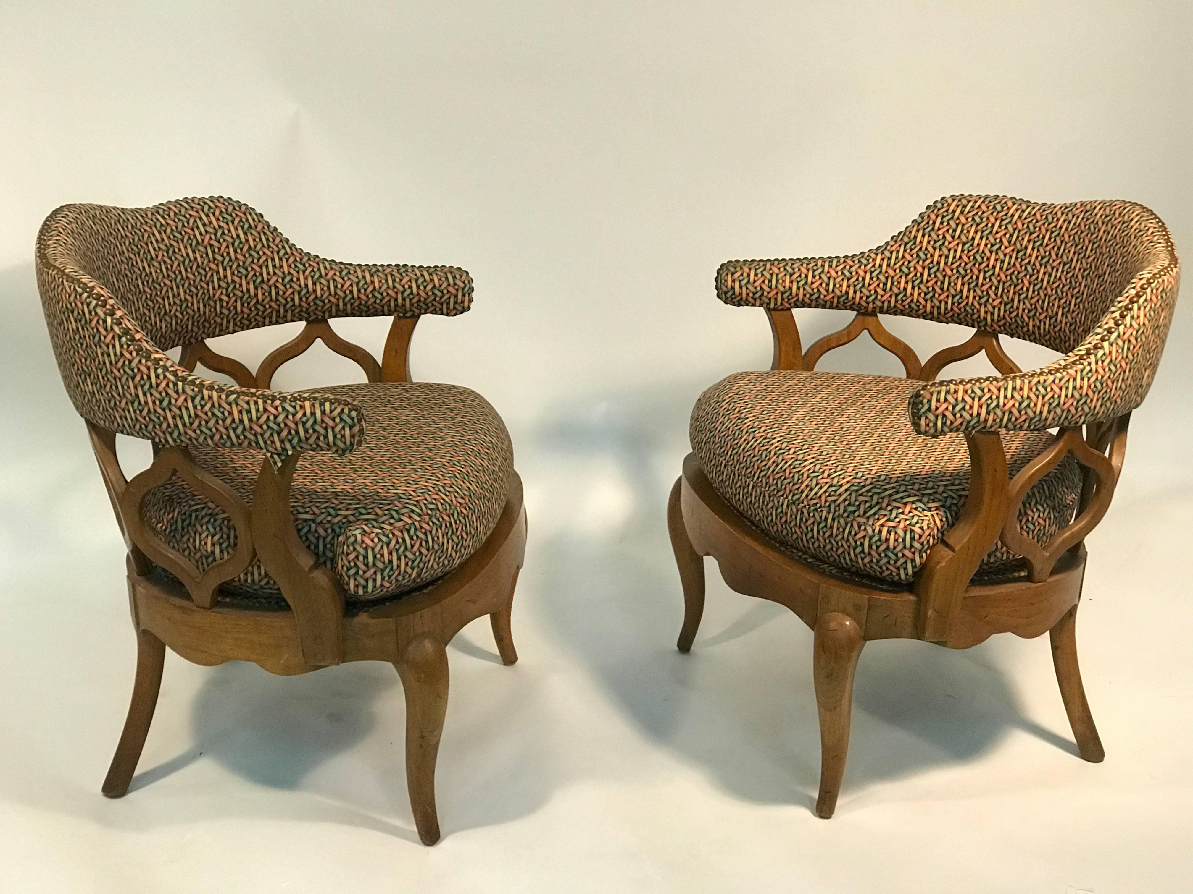 Hollywood Regency Fabulous Pair of Sculptural Lounge Chairs in the Manner of William Billy Haines For Sale
