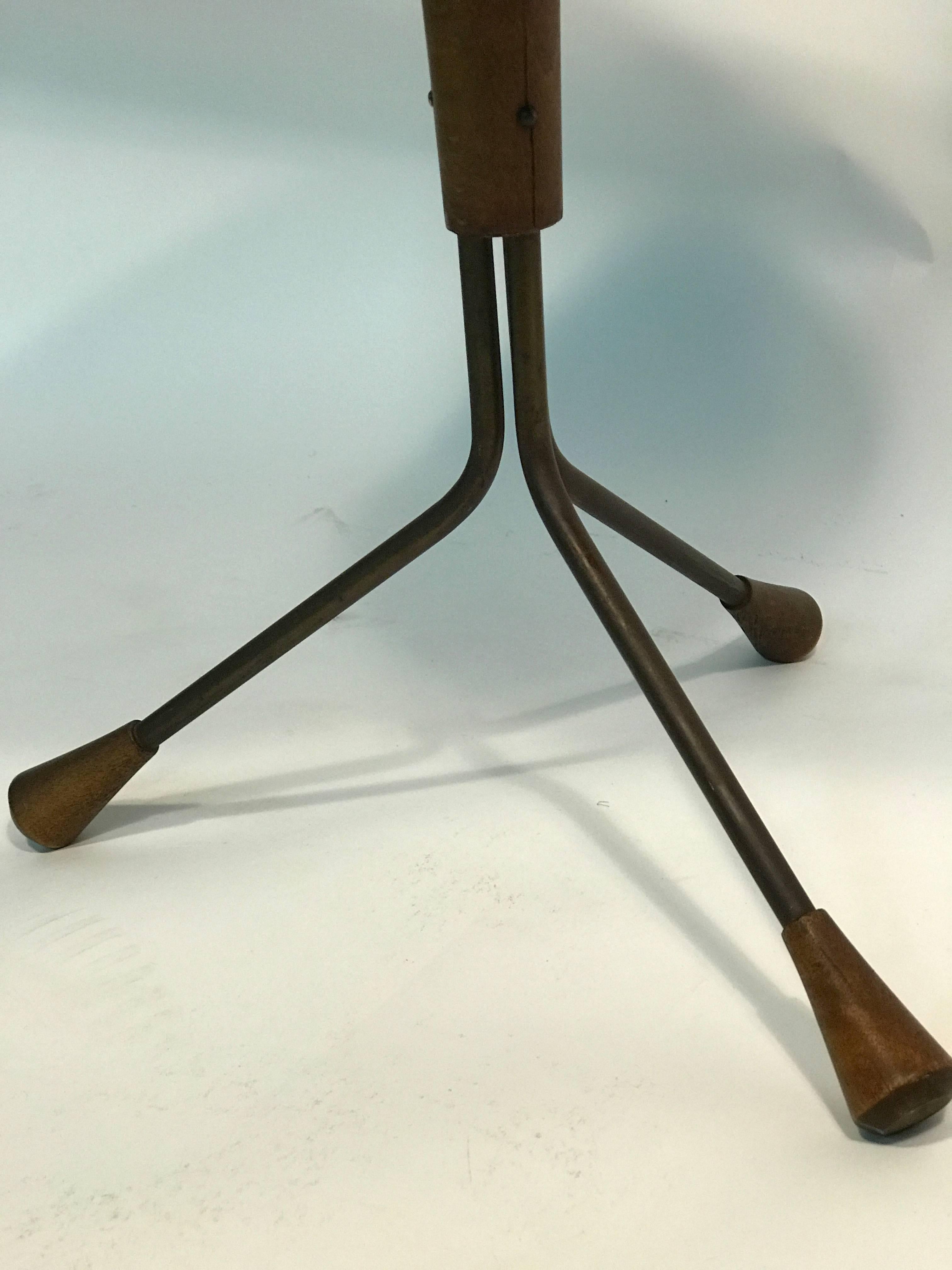 Iron Great Pair of Adjustable Side Tables with Tripod Bases in the Style of Gio Ponti