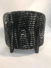 Fantastic Stool in the Style of Jean Royère in a Faux Chinchilla Print Fur