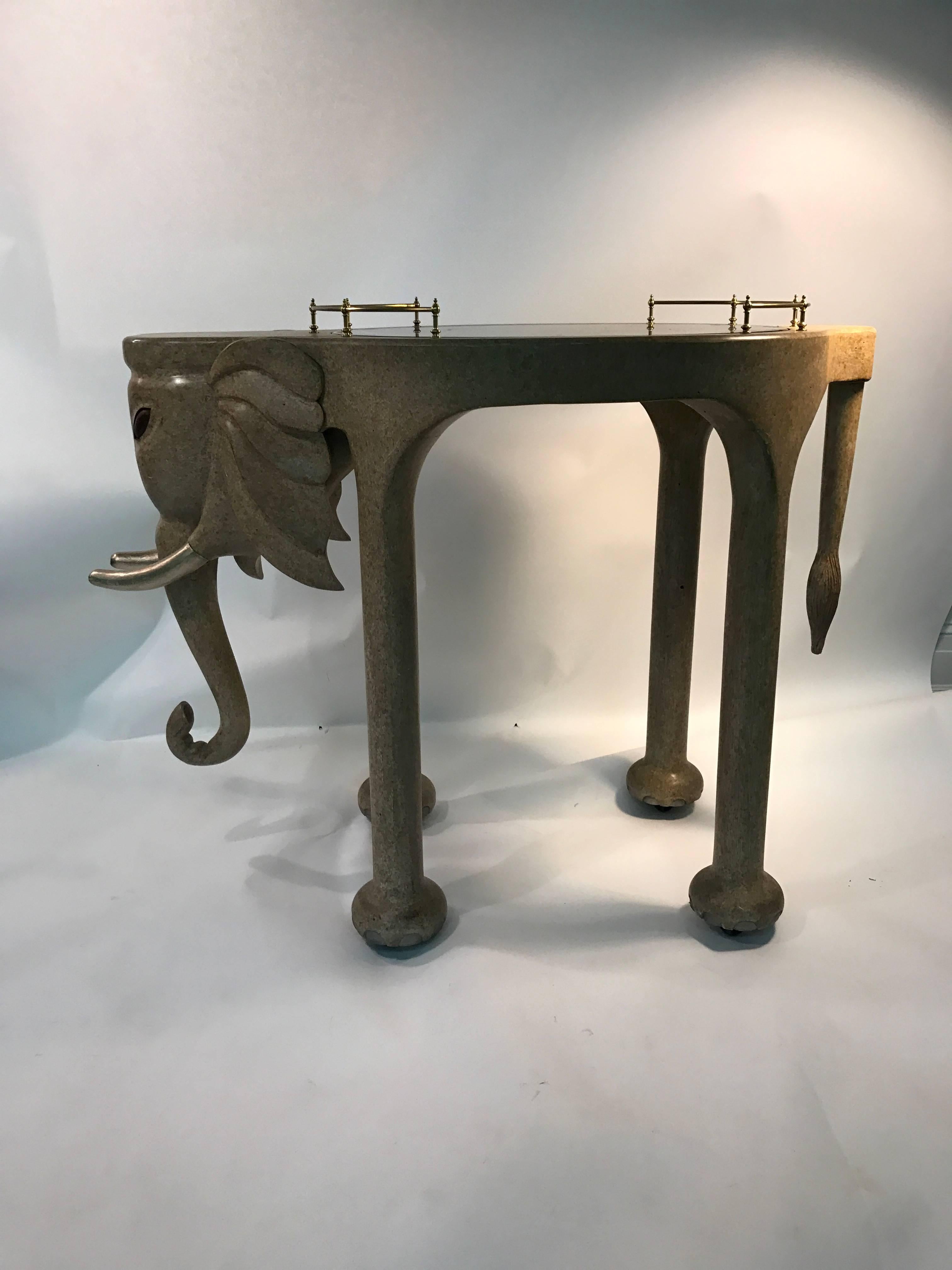Exquisite and Rare Elephant Bar Cart by Marge Carson In Good Condition For Sale In Mount Penn, PA