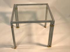 Fabulous Pair of Chrome and Brass Side, or End Tables in the Manner of Gucci