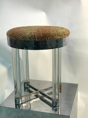 Sensational X-Base Stool or Bench with Glass Legs in the style of Karl Springer