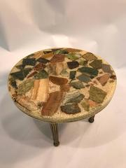 Unusual Italian Specimen Side or Accent Table with Stone Top and Brass Legs