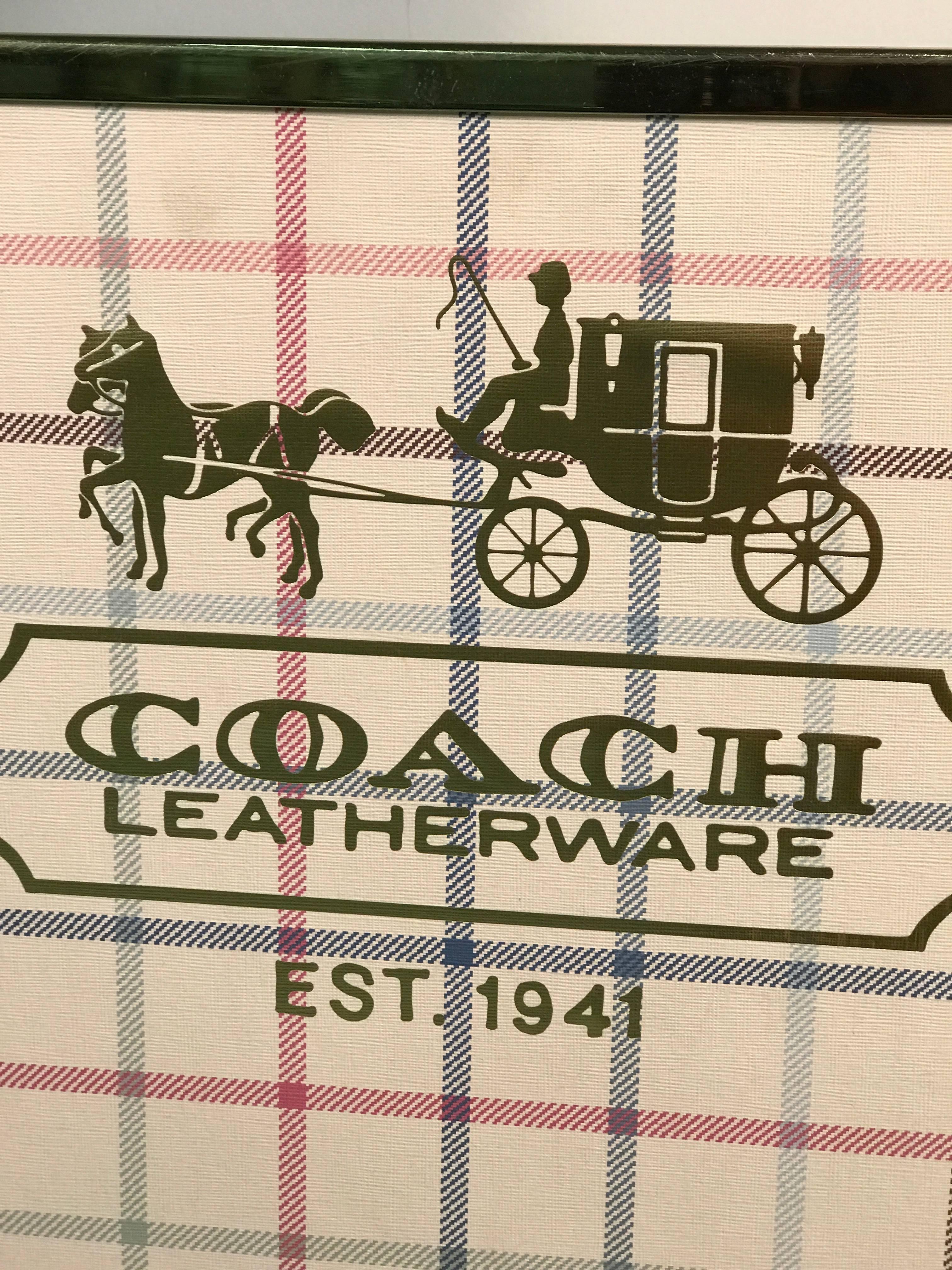Fabulous COACH Advertising Window Display Sign in Brass In Good Condition For Sale In Mount Penn, PA