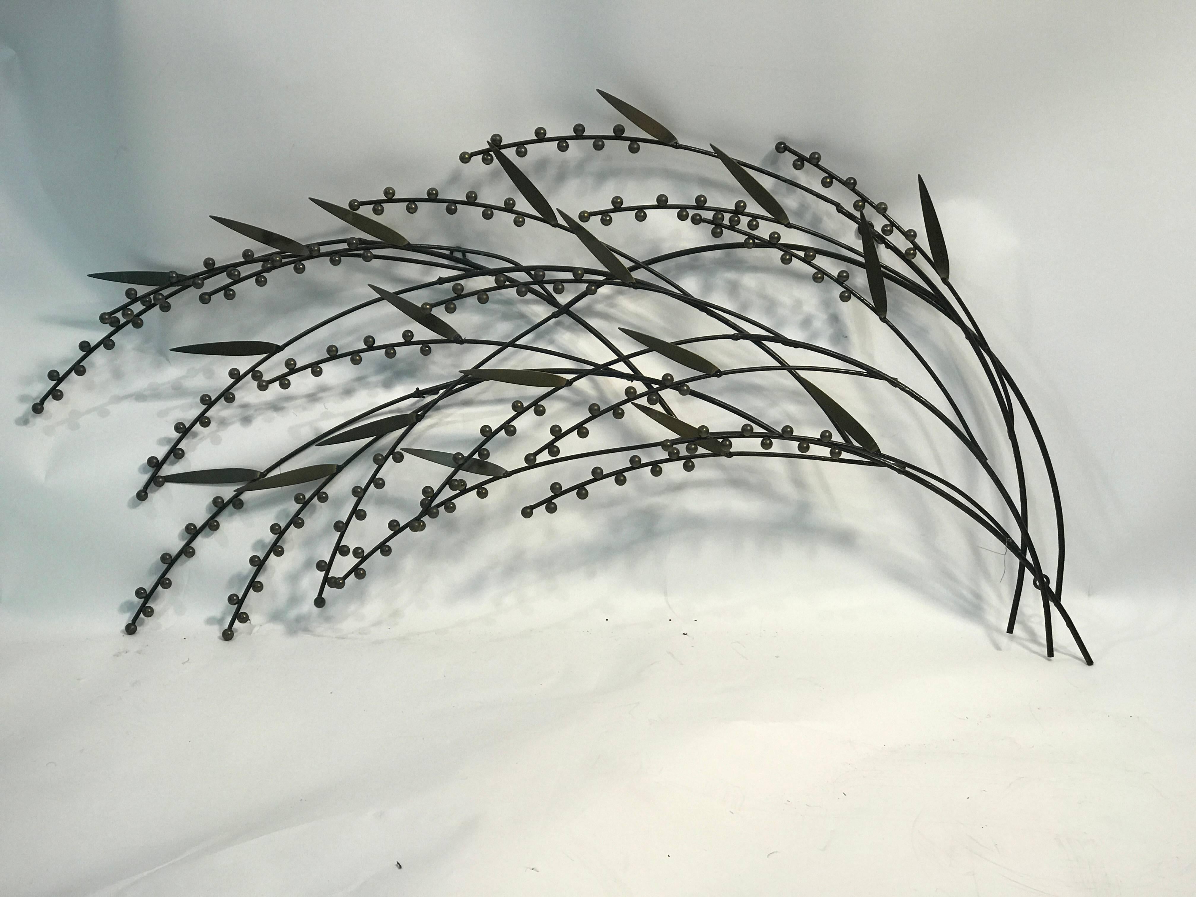 Modern Beautiful Berry and Tree Branch Wall Sculpture by Curtis Jere For Sale