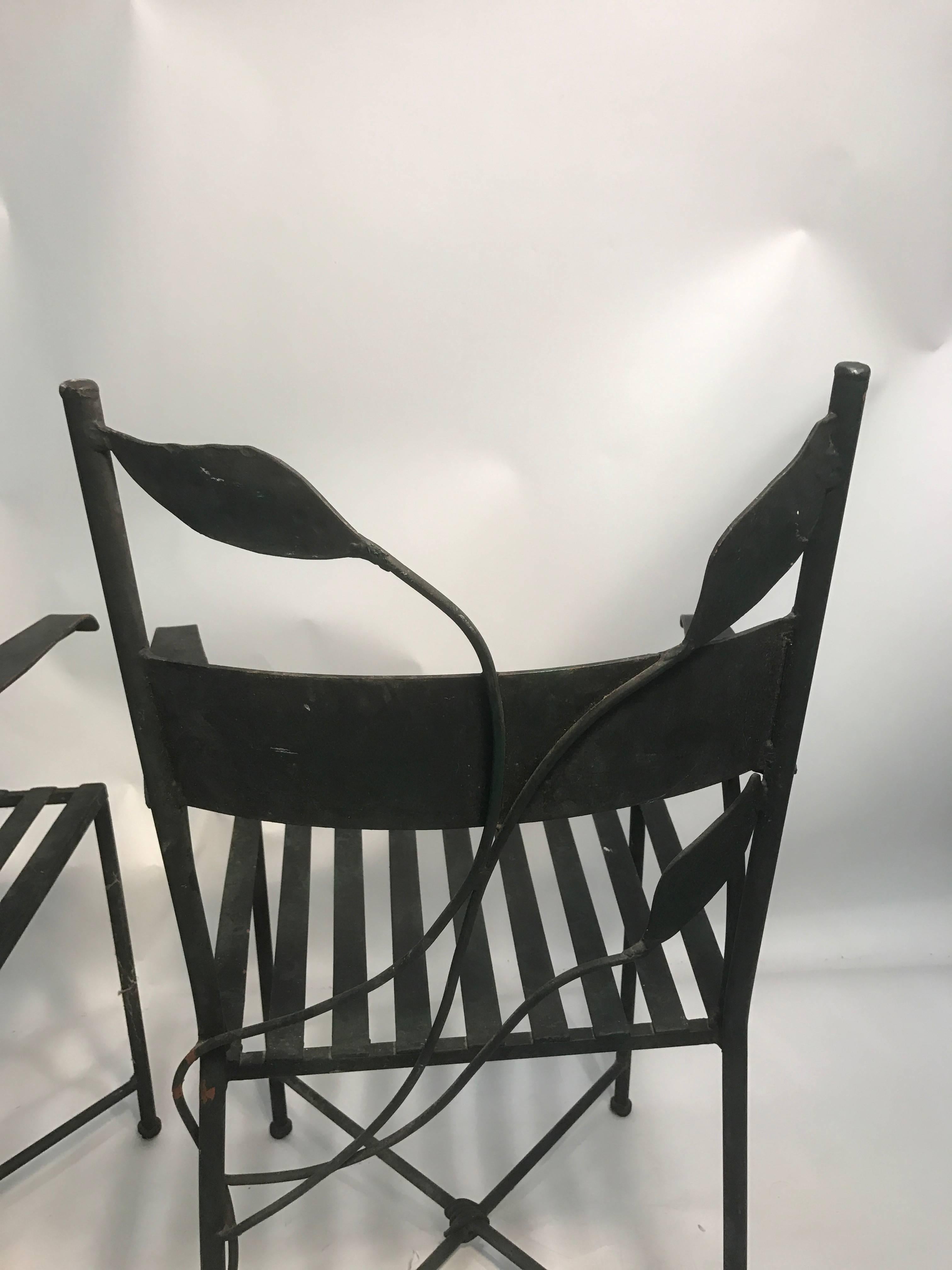 Outstanding Set of Outdoor Iron Garden Chairs in the Manner of Claude Lalanne For Sale 2