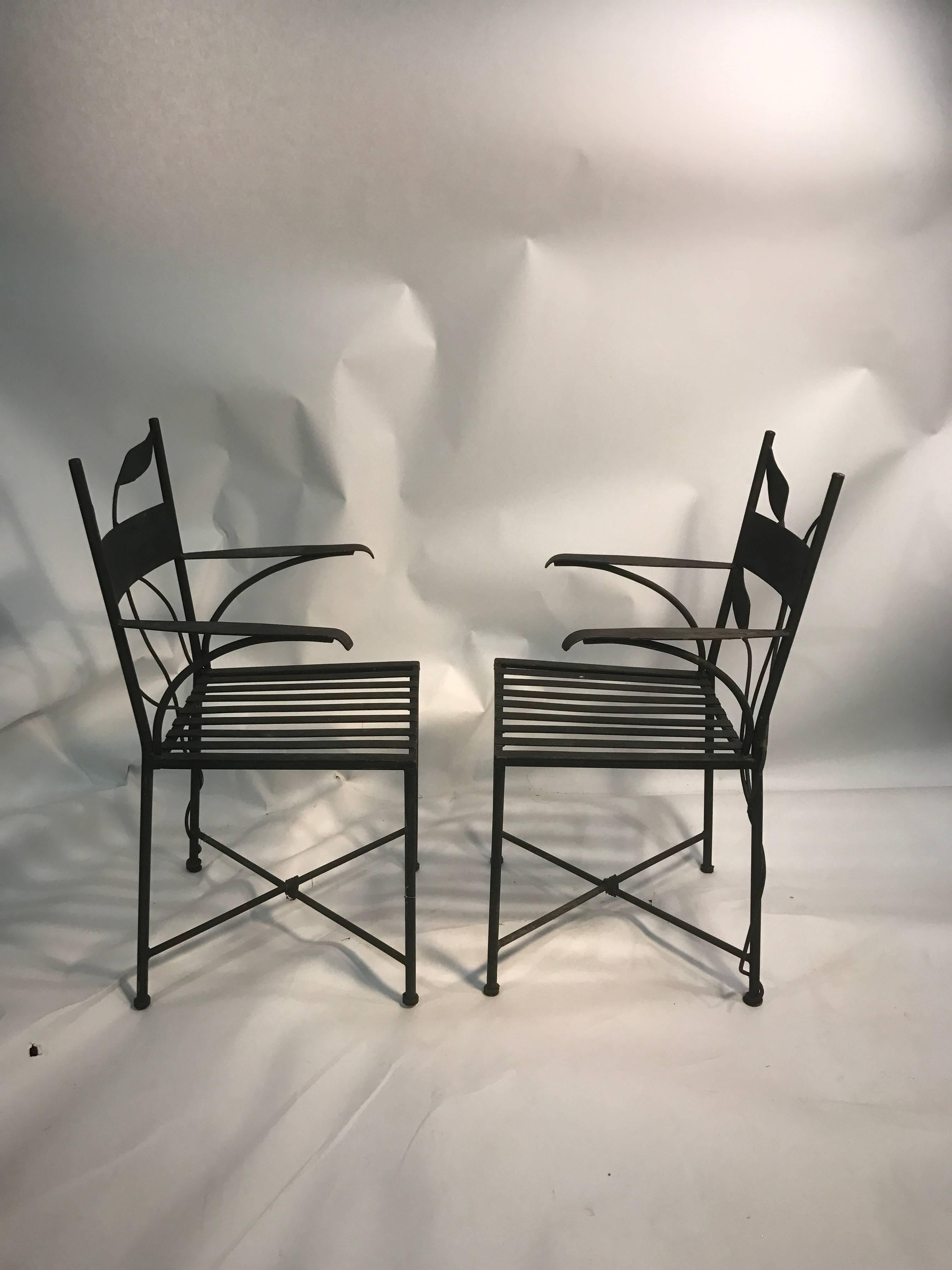 Outstanding Set of Outdoor Iron Garden Chairs in the Manner of Claude Lalanne For Sale 1
