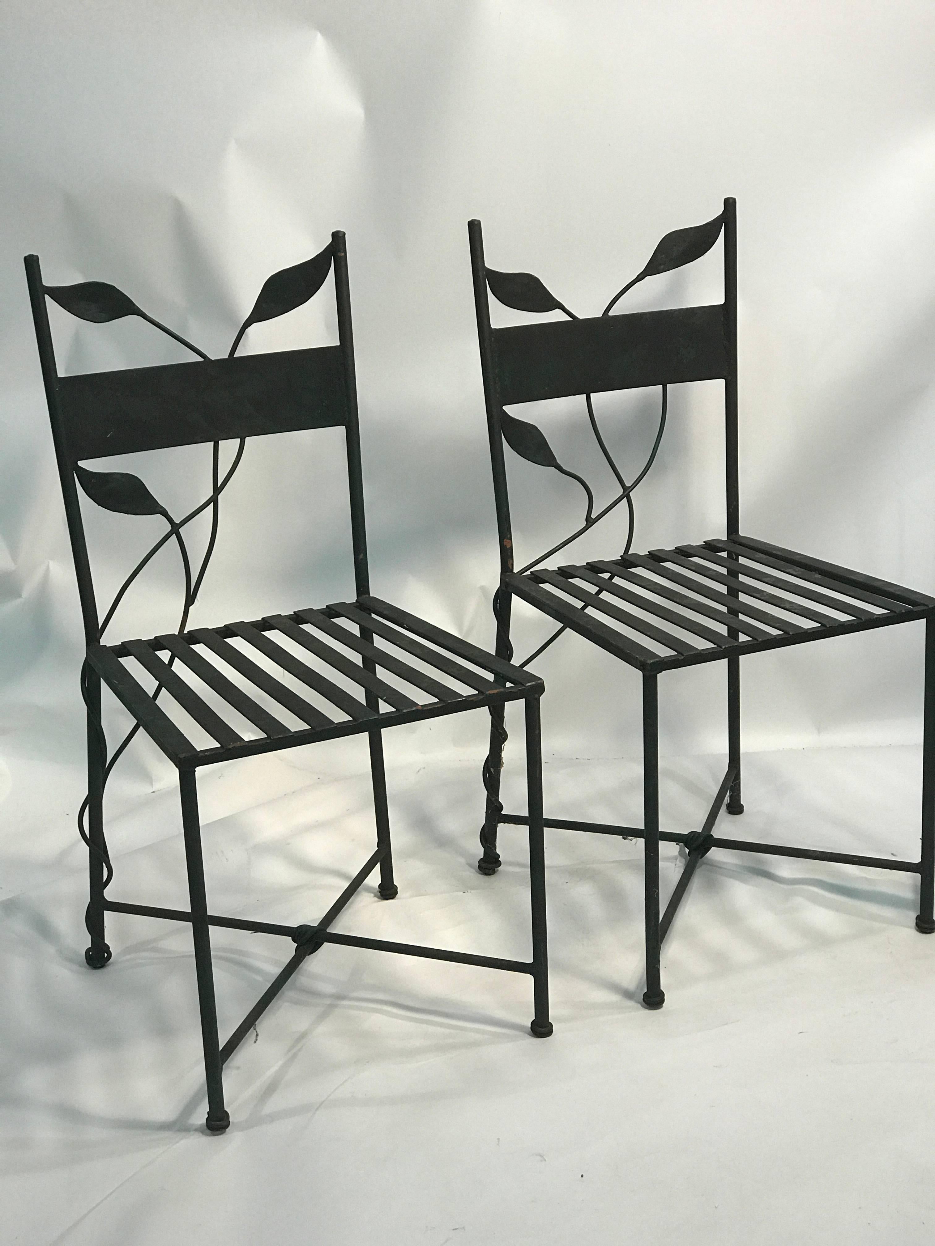 20th Century Outstanding Set of Outdoor Iron Garden Chairs in the Manner of Claude Lalanne For Sale
