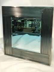 Terrific Modernistic Chrome Wall Mirror with Fluted Frame