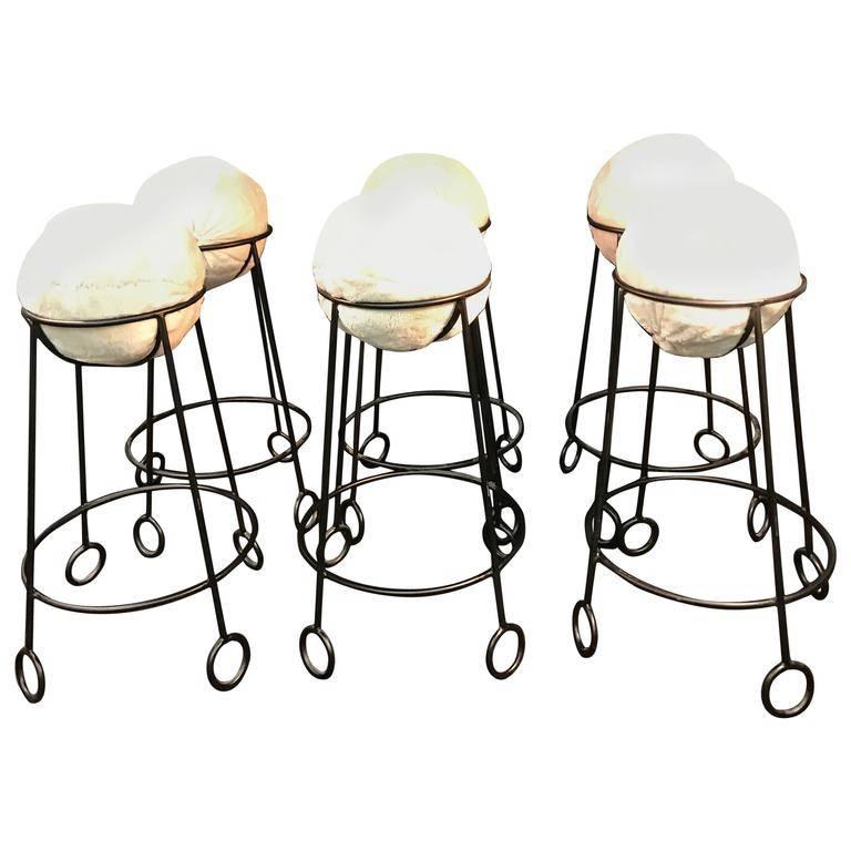 Set of Six Fabulous Stools in the Manner of Jean Royere For Sale