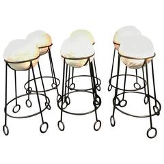 Set of Six Fabulous Stools in the Manner of Jean Royere