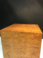 Marvellous Milo Baughman Burl Wood Cube-Shaped Side Table