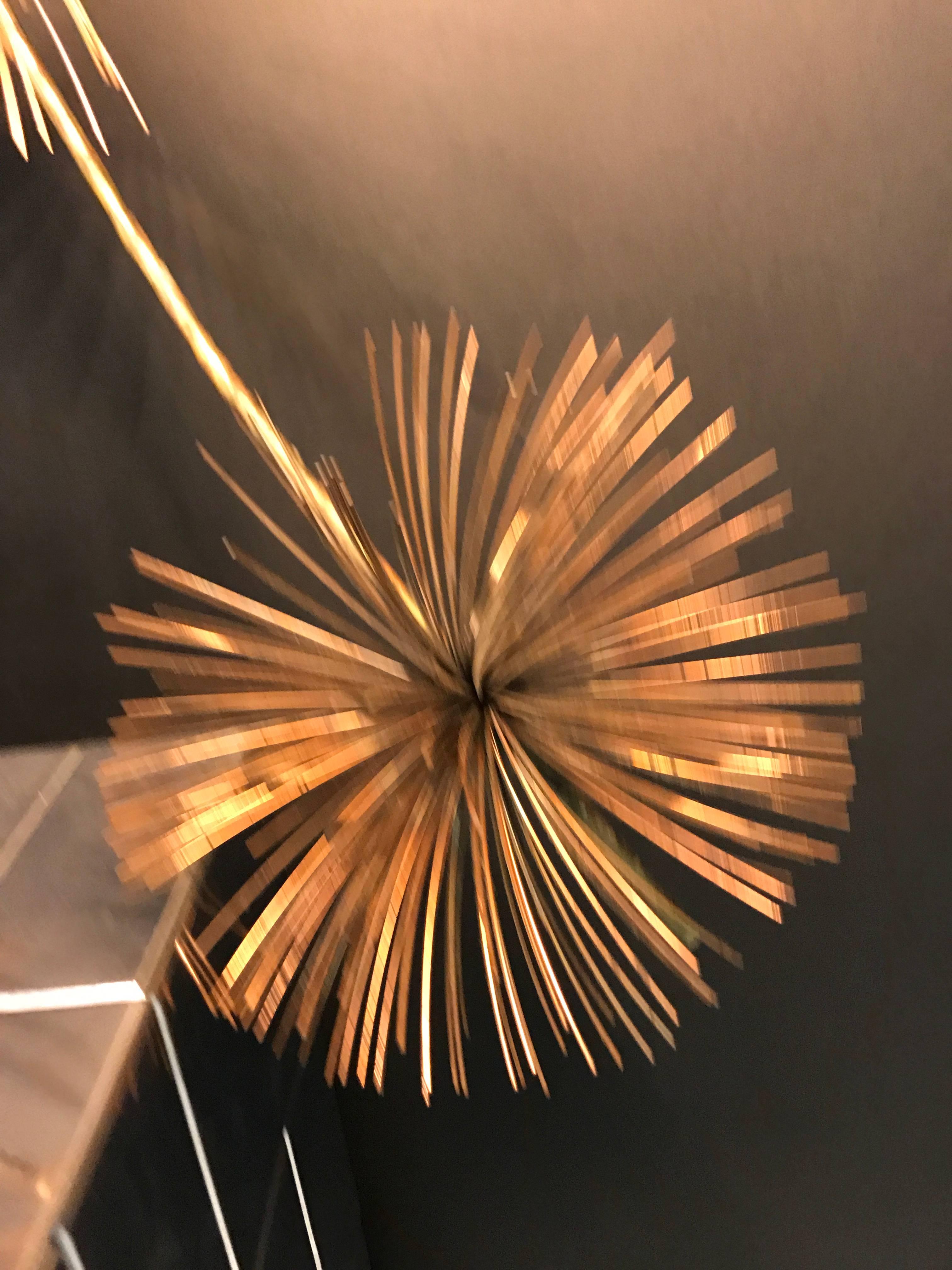 20th Century Beautiful Brass Curtis Jere Pom Pom Wall Sculpture For Sale