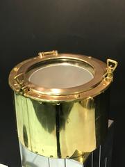 Rare Yacht or Boat Themed Brass Porthole Ice Bucket