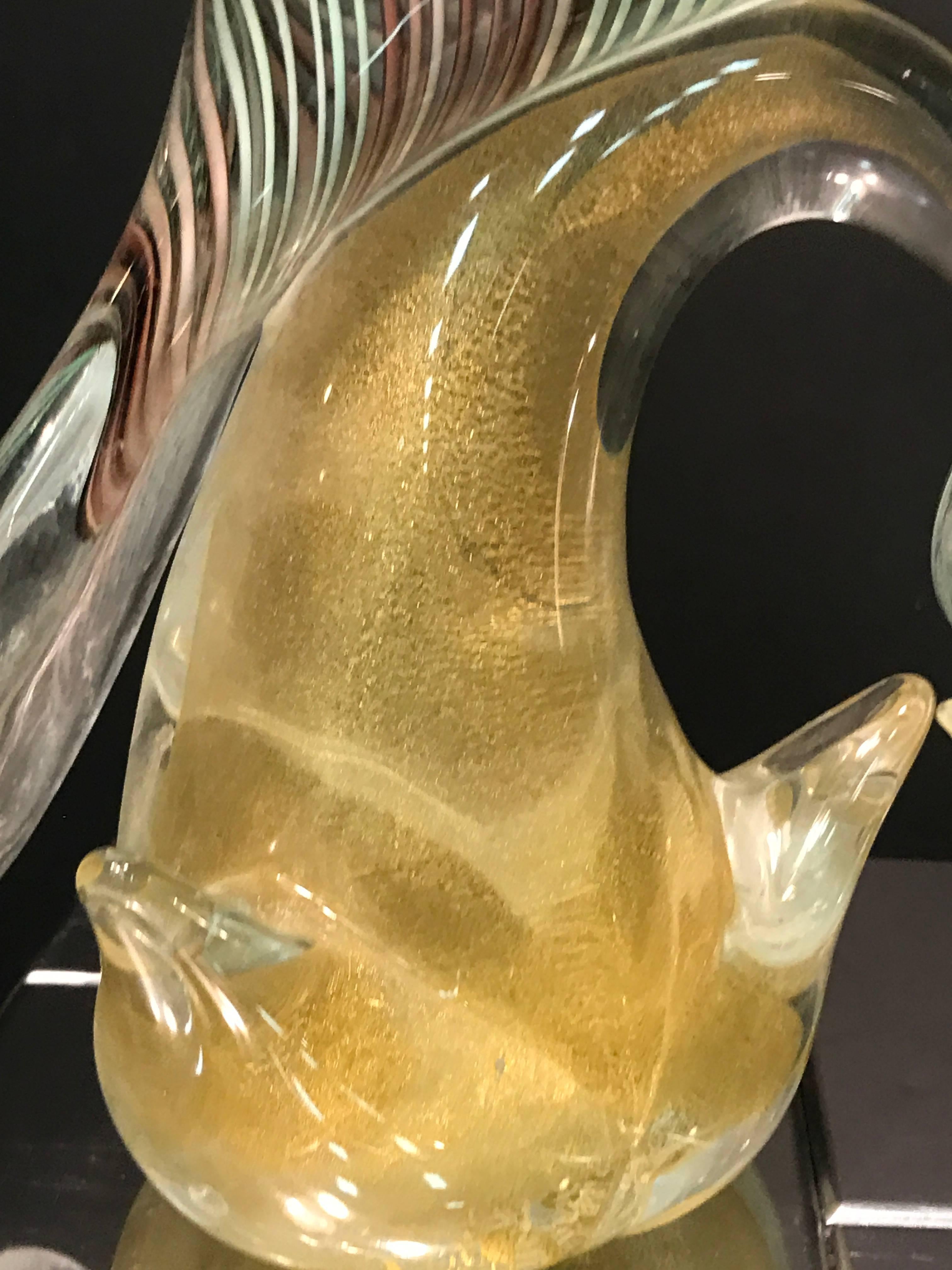 Stunning Pair of Archimede Seguso Murano Glass Green Toucans For Sale 1