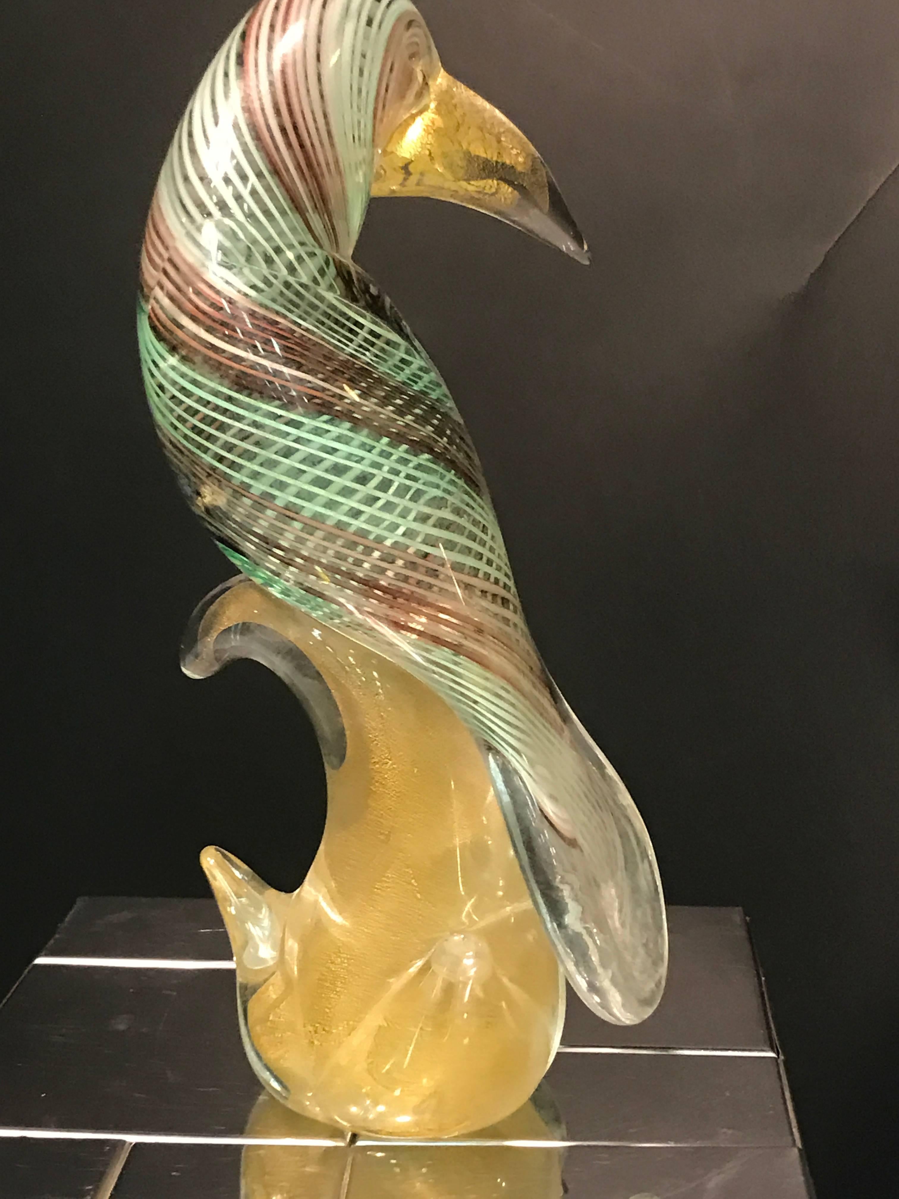 Stunning Pair of Archimede Seguso Murano Glass Green Toucans In Good Condition For Sale In Mount Penn, PA