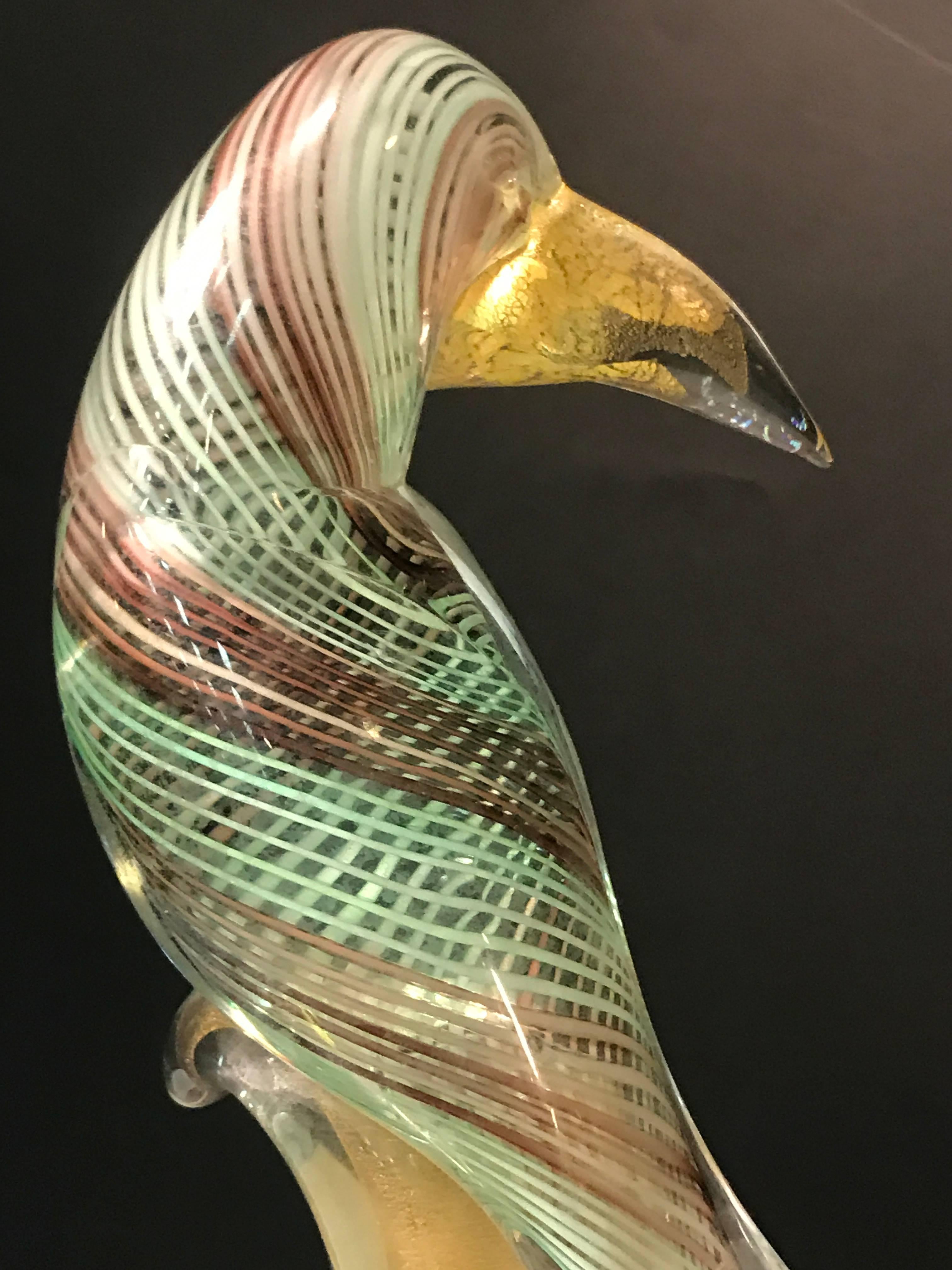 Mid-Century Modern Stunning Pair of Archimede Seguso Murano Glass Green Toucans For Sale
