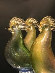 Beautiful Set of Three Barovier e Toso Murano Glass Bird Sculptures