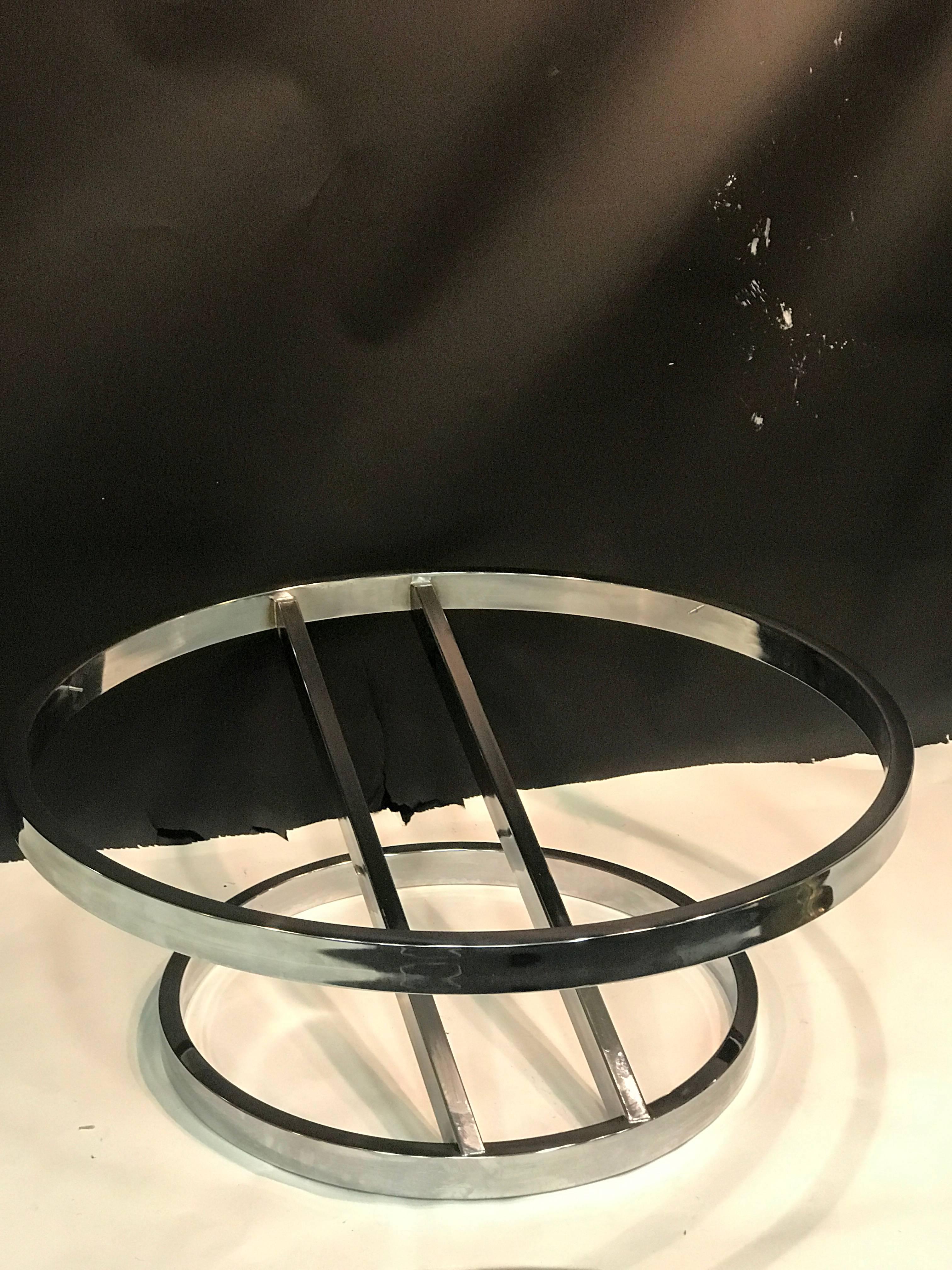 Glass Striking Chrome Coffee or Centre Table by Milo Baughman For Sale