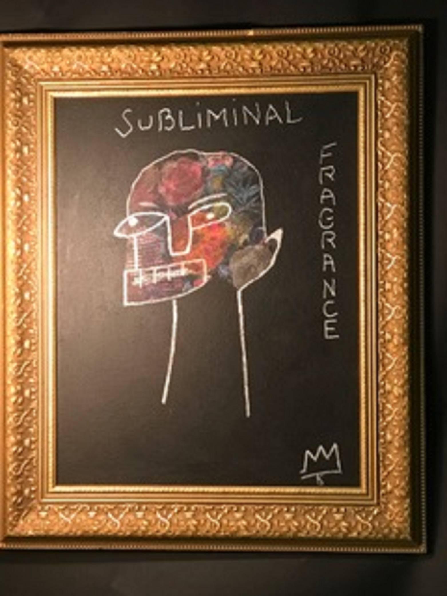 Modern Unusual Painting of a Figure in the Manner of Artist Jean-Michel Basquiat For Sale