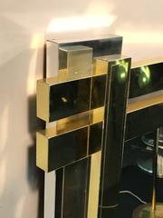 Stunning Polished Brass and Chromed Metal Wall Mirror in the Manner of Springer
