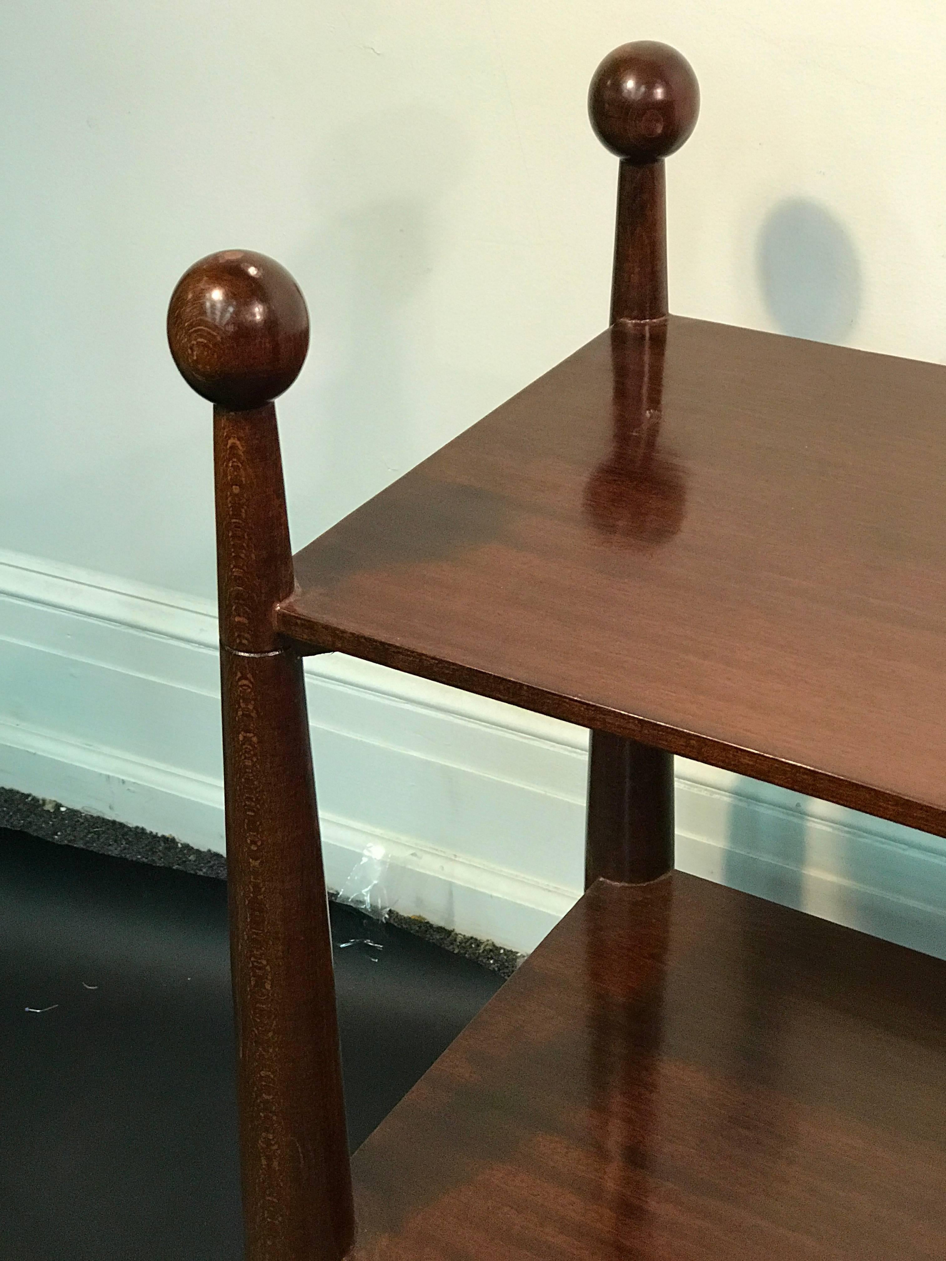 20th Century Unusual Two-Tier Console Table with Ball Accents in the Manner of Jean Royère For Sale