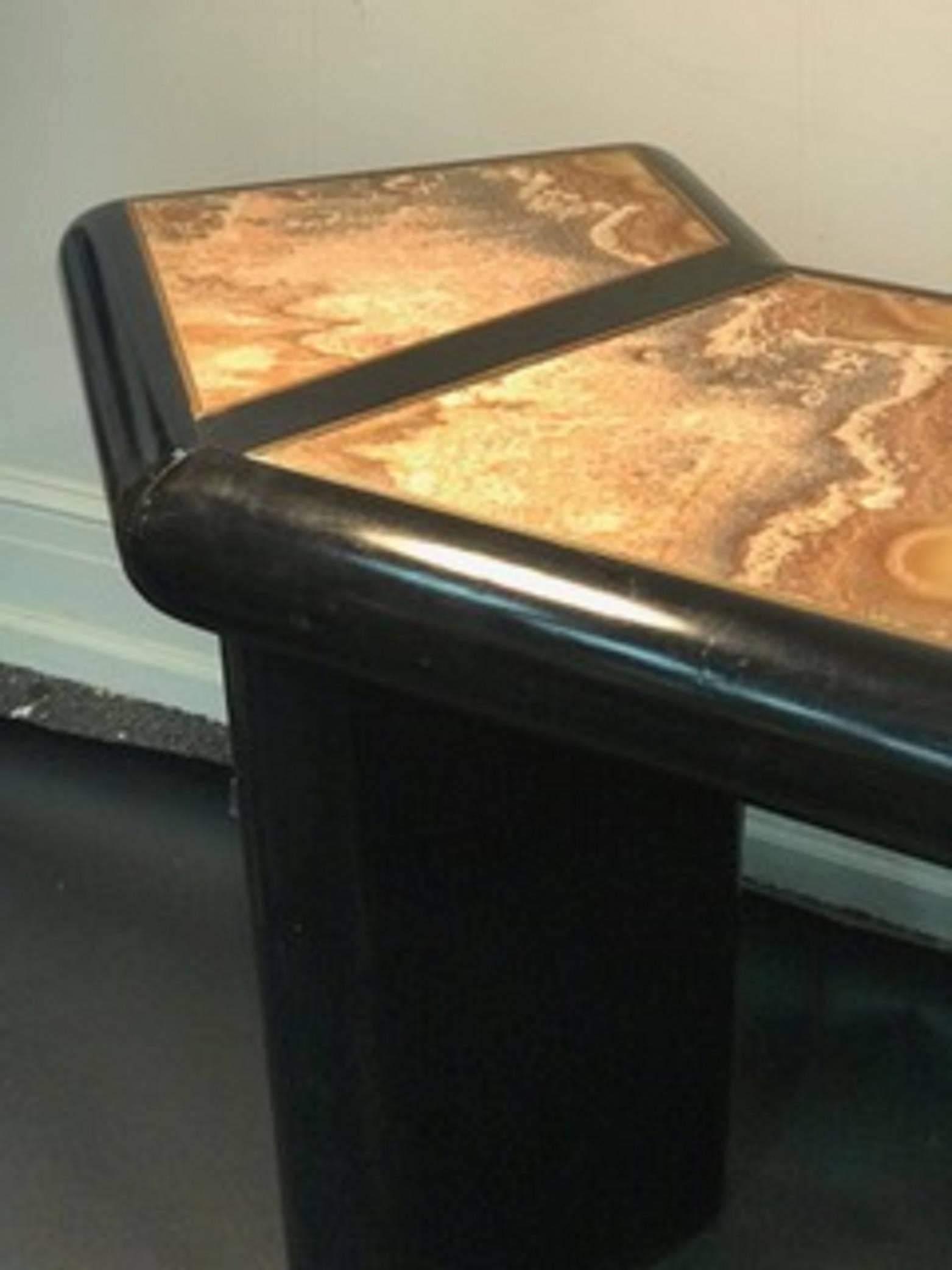 Bronze Beautiful Italian Marble Top Console Table in the Manner of Alessandro Albrizzi For Sale