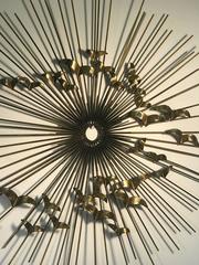 Stunning Curtis Jere Brass Sunburst Wall Sculpture with Flying Birds