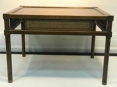 Exquisite Pair of Side Tables with Cane Design Attributed to Tommi Parzinger