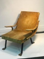 Interesting Italian Adjustable Lounge Chair in Original Velvet Upholstery