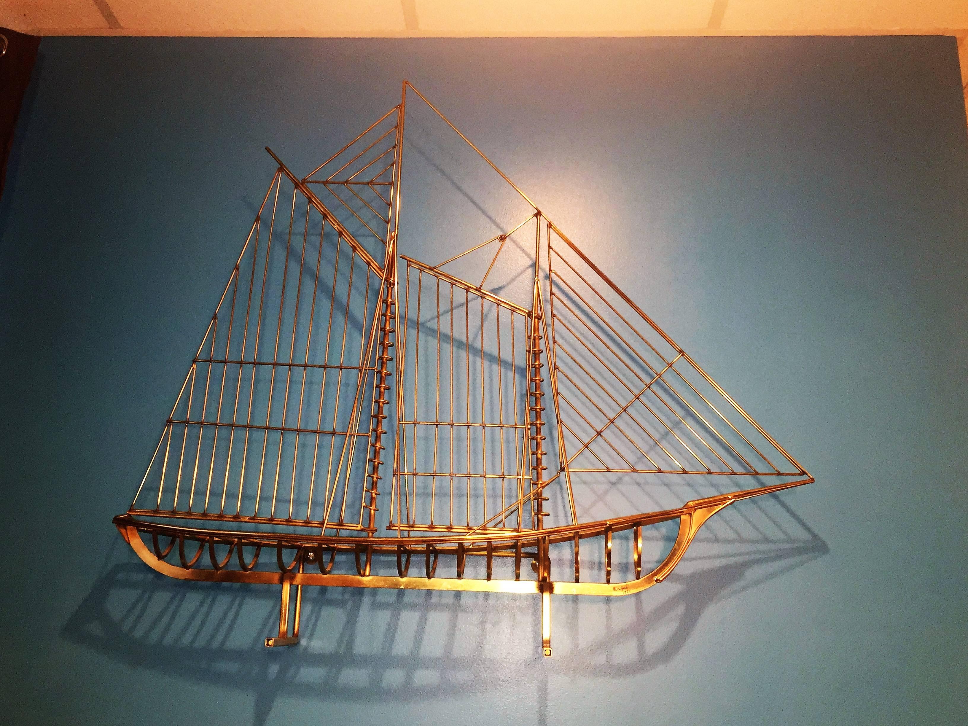 Spectaular  Modernist Sailboat Sculpture by Curtis Jere For Sale 5