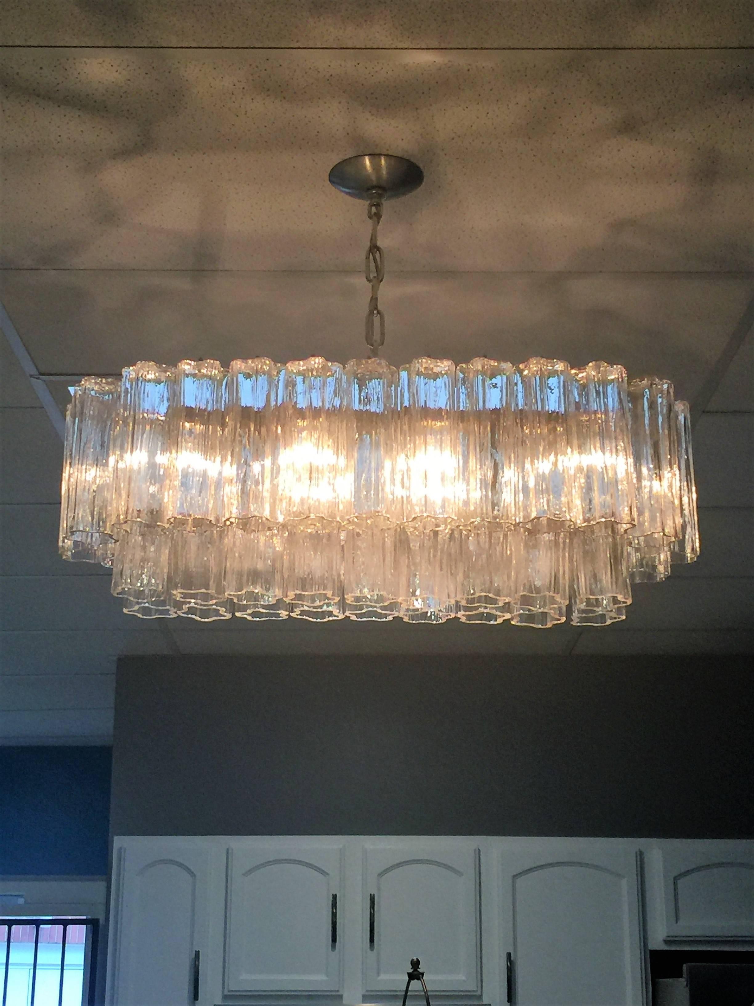 Mid-20th Century Superb Murano Tronci Glass Chandelier For Sale