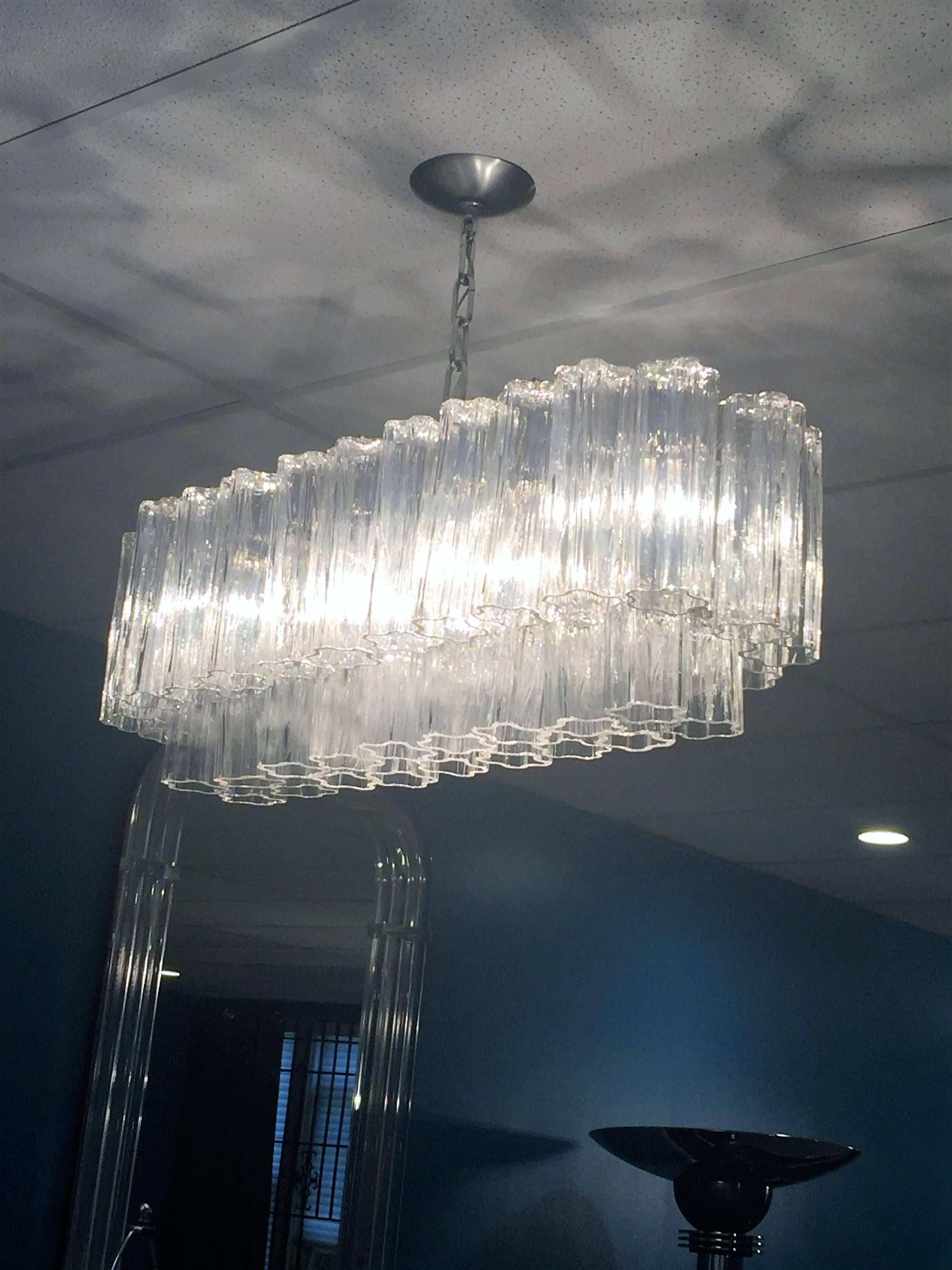 Superb Murano Tronci Glass Chandelier For Sale 1