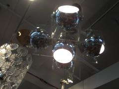 1970's Modernistic Lucite and Chrome Ball Italian Chandelier