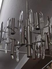 Sciolari Glass Prism and Brushed Nickel Chandelier