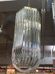 Monumental Curved Lucite 1970's Chandelier