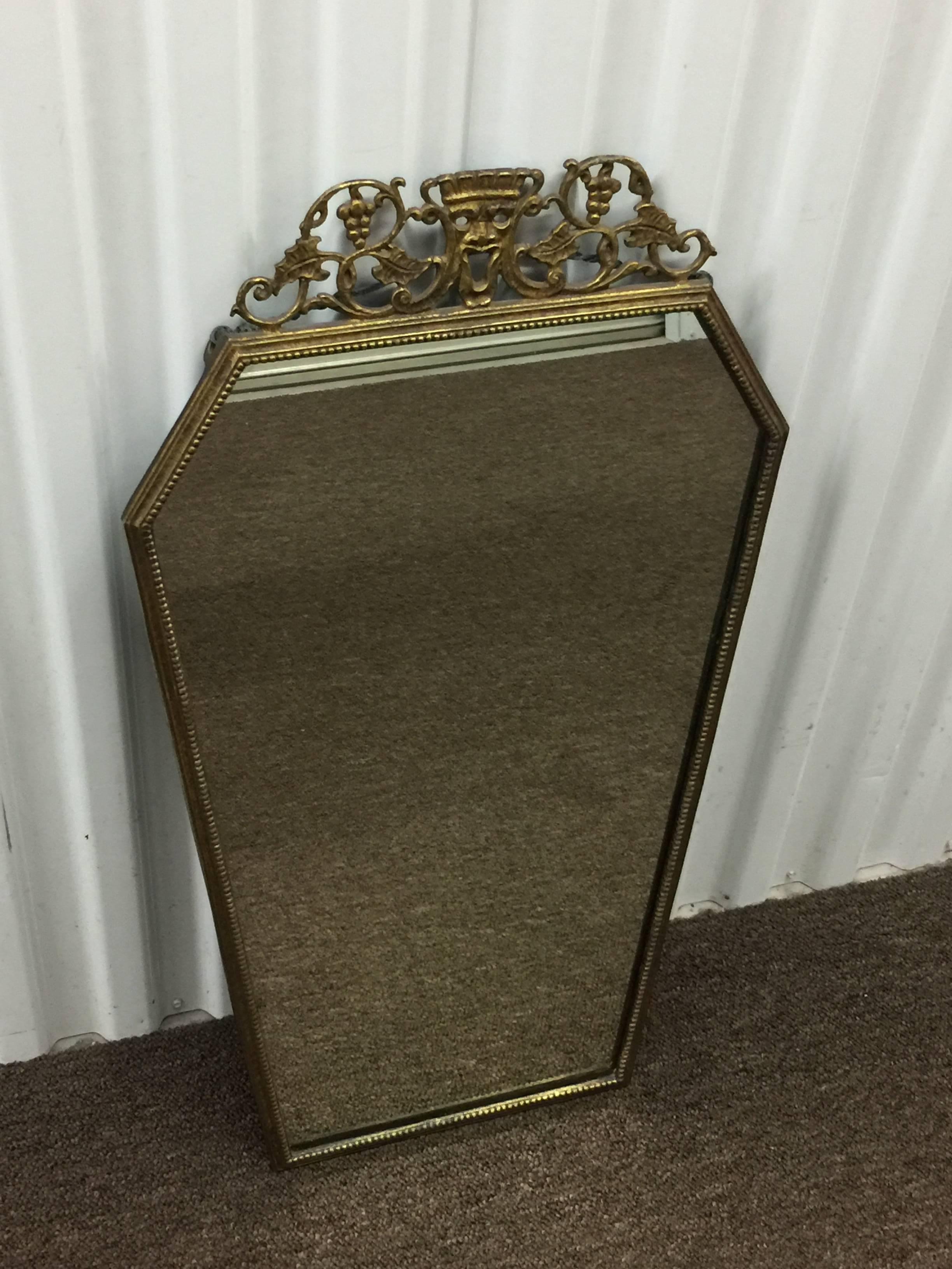 American  Elegant 1920s Bronze Bacchus Mirror by Oscar Bach For Sale