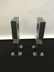 Modernist Brushed Nickel Pair of Chenets in the Manner of Samuel Marx